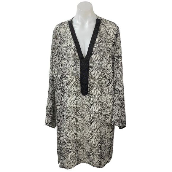 Swimsuits For All Black Beaded Long Sleeve Mini Tunic Swim Cover-Up Dress 18/20 - Picture 1 of 6